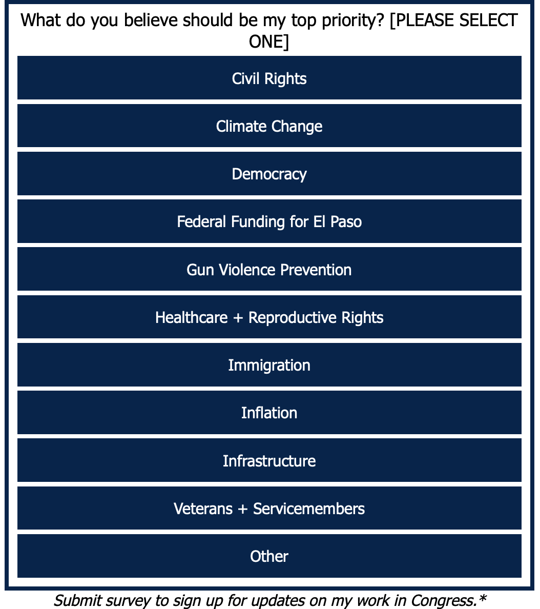 Priorities Survey